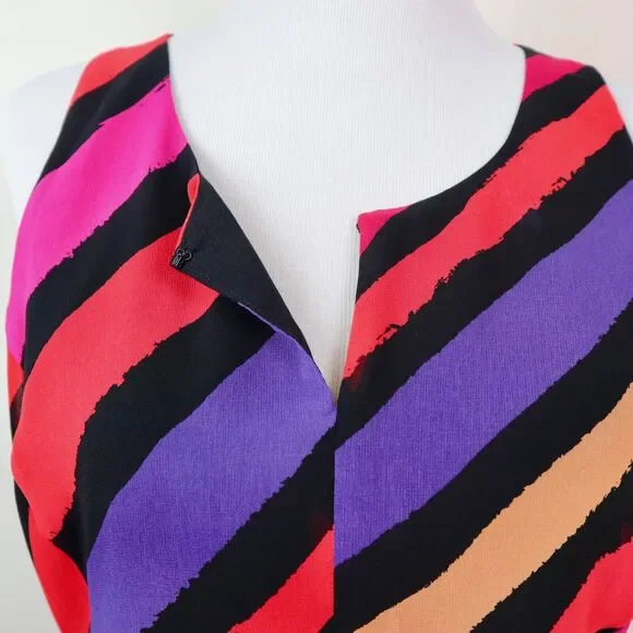 Cabi Size S Fete Dress Vibrant Multicolor Striped Chiffon Fit & Flare - Picture 10 of 12
